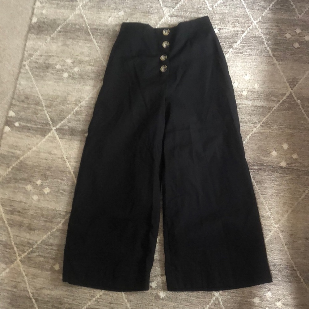 High wasted wide leg cropped linen pant